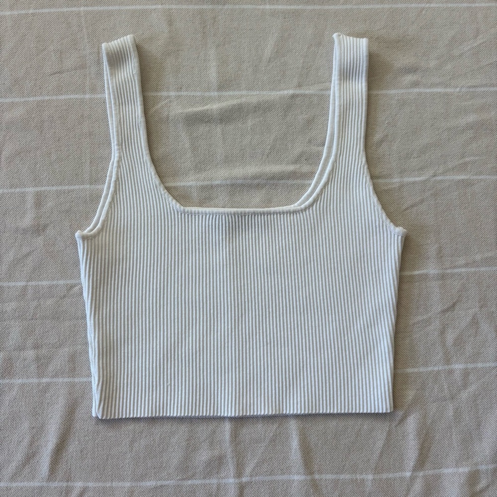 Glassons White Ribbed Crop Top
